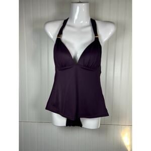 Victoria’s Secret 2 piece tank top swimming set plum purple Sz L golden Accents